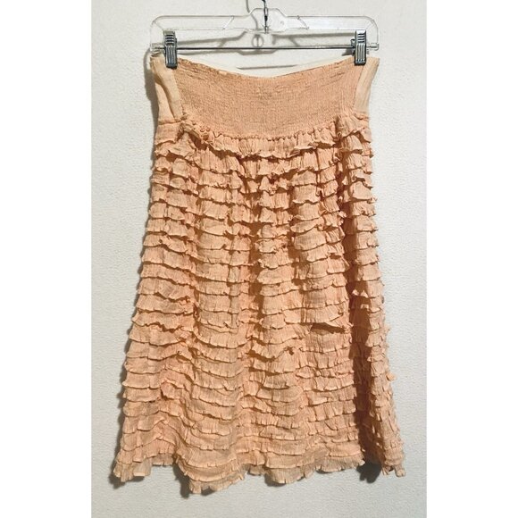 J Crew Dress Womens Medium Peachy Pink Strapless Ruffle Smocked Y2K Cottagecore - Picture 3 of 6